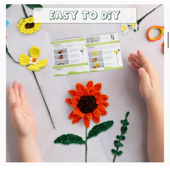 Pipe Cleaner Craft Kits 2 Set Flower Floral Craft Supplies Kids Toys STEM SM4 - Picture 5 of 16